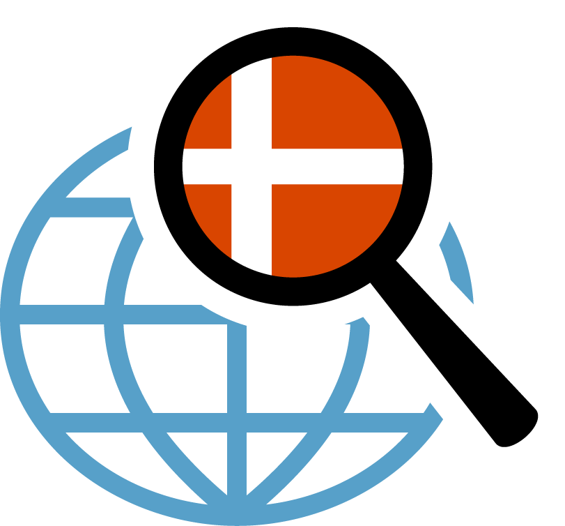 Dette ikon viser et dansk flag på globus
