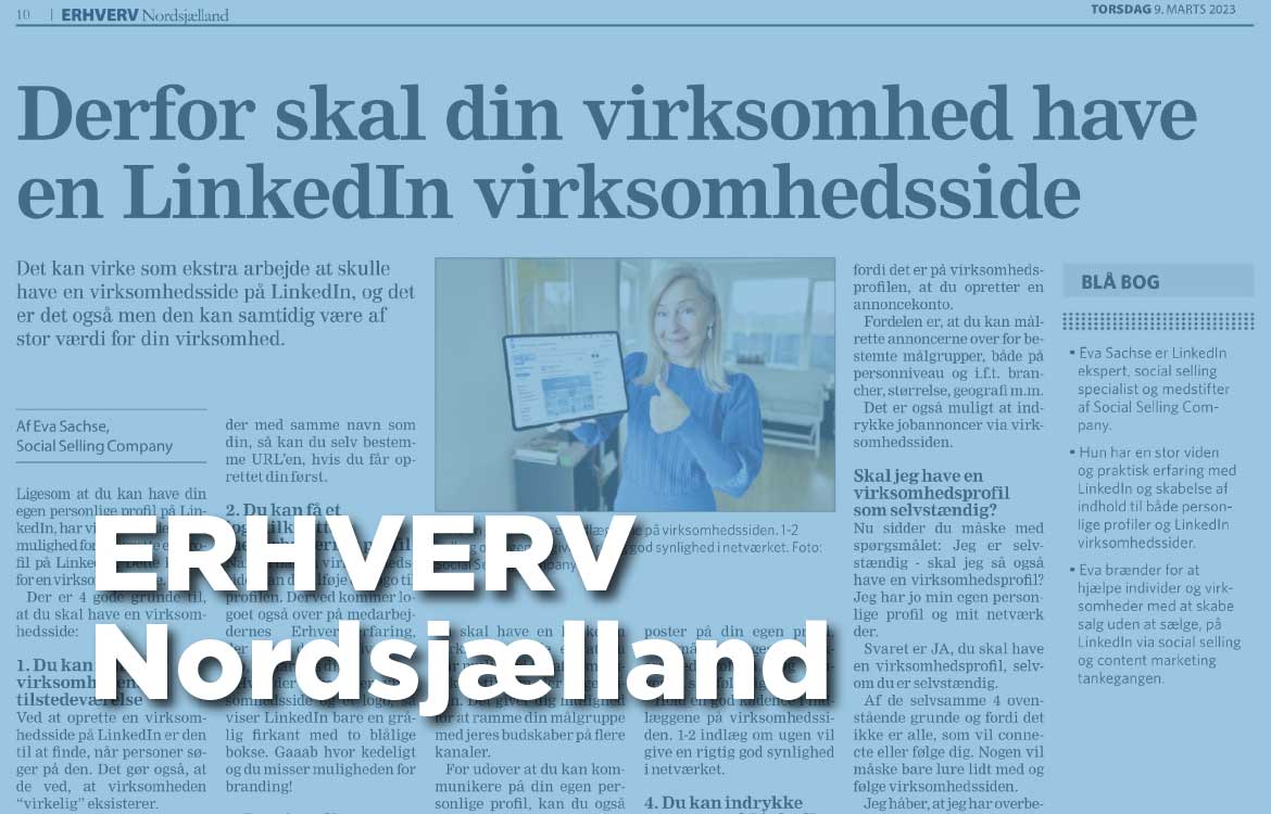 ERHVERV Nordsjælland klumme om hvorfor at din virksomhed skal have en LinkedIn virksomhedsside
