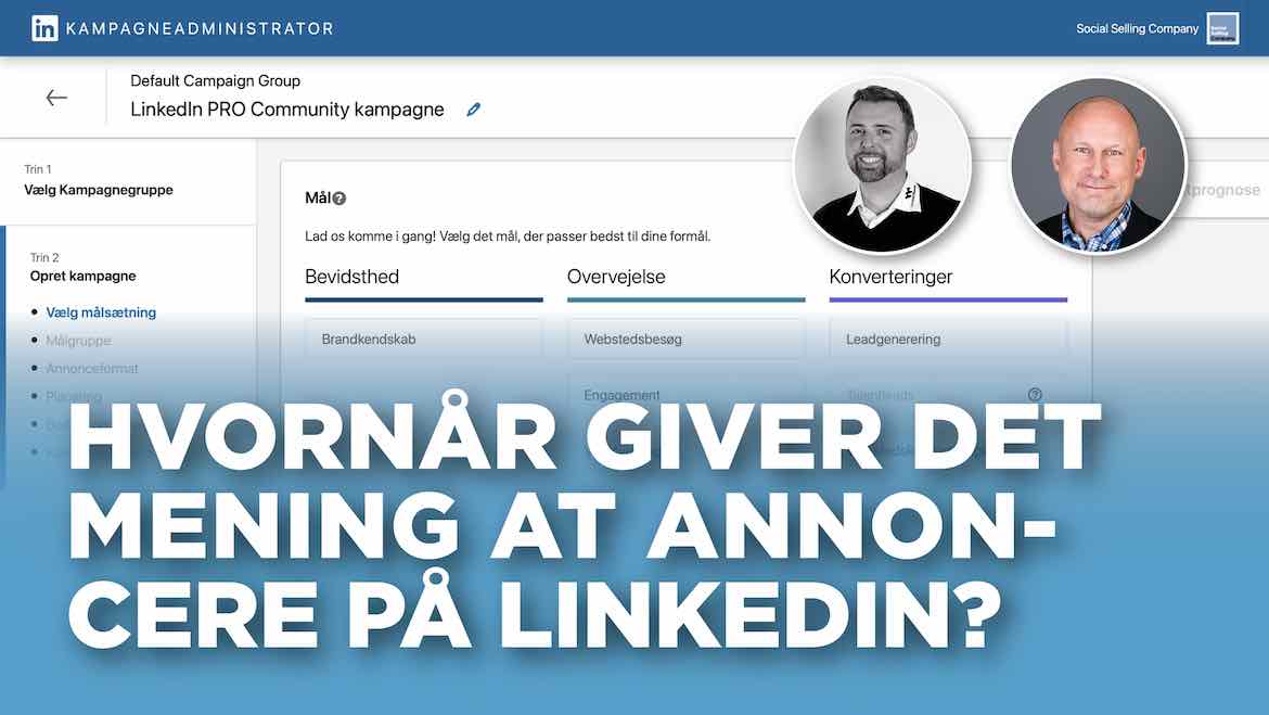 Link til replay video af webinaret "LinkedIn annoncering: Hvornår giver det mening at bruge?"