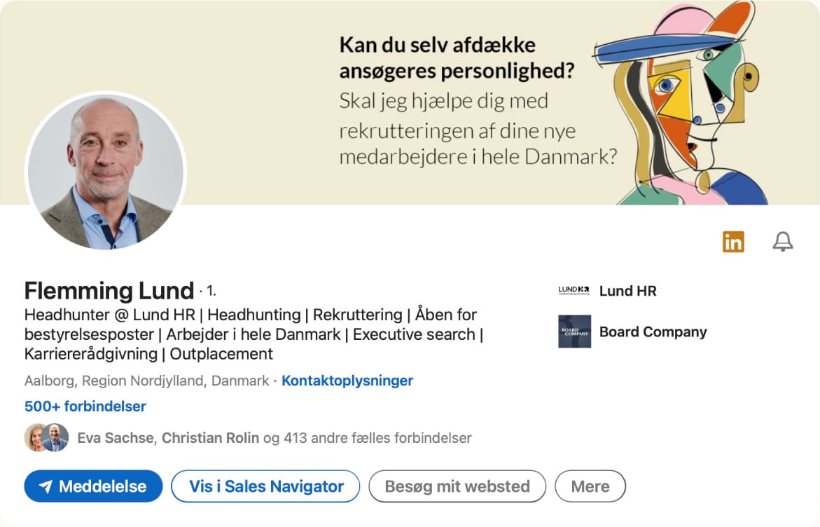 LinkedIn profileksempel med Flemming Lund, Lund HR