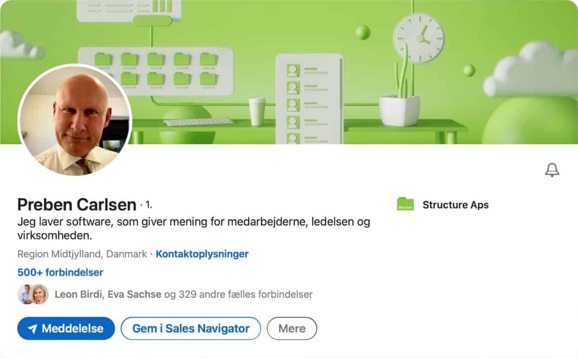 LinkedIn profileksempel med Preben Carlsen fra Structure