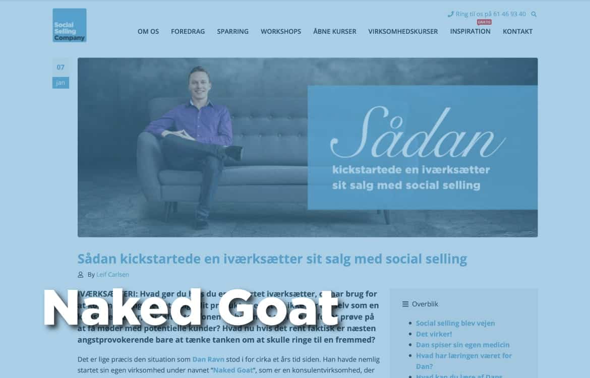 Her finder du link til blogindlæg og podcast episode om, hvordan Naked Goat bruger social selling