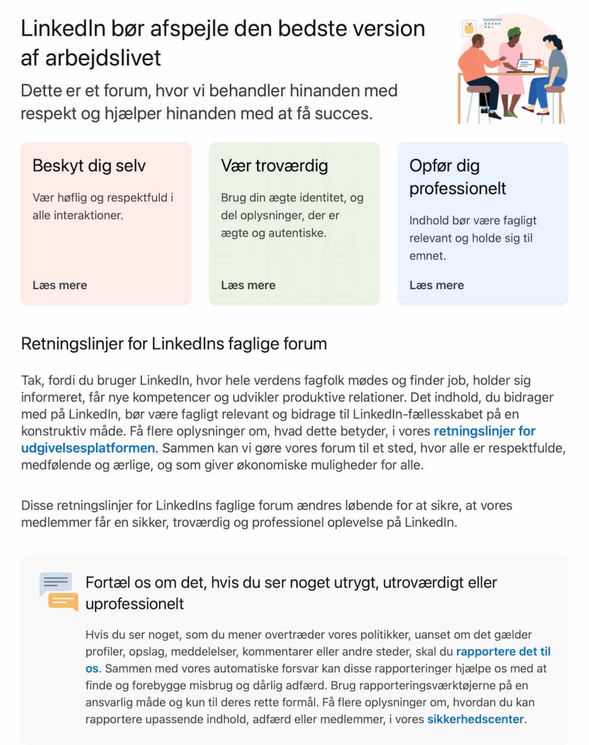 Retningslinjer for LinkedIns faglige forum